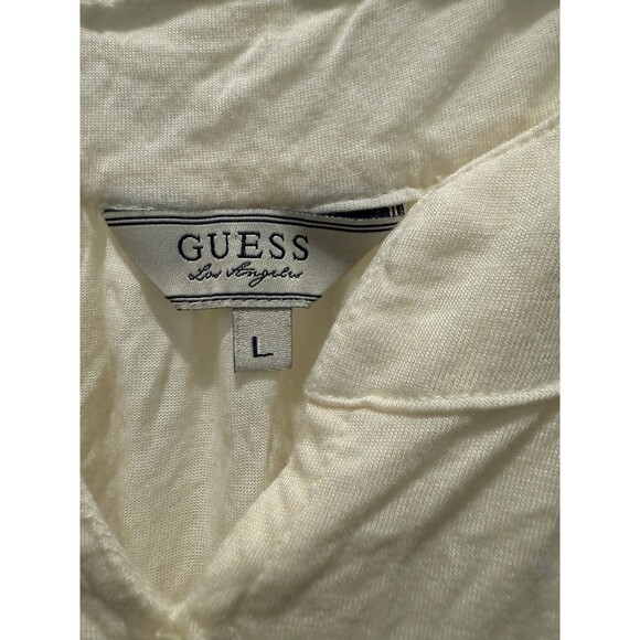 Women’s Guess Ivory Sleeveless Blouse Peplum Size Large - Picture 2 of 5